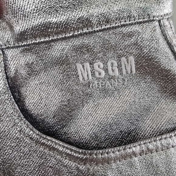 MSGM Coated Metallic Silver Mini Skirt 10 Concert Festival *read* - Picture 8 of 16